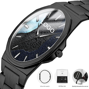 Usine de montres ODM OEM, montre personnalisée tendance simple ultra-fine 6,8 mm, logo, montre carrée business, mode, décontractée, coffret cadeau pour homme - Product Image 1