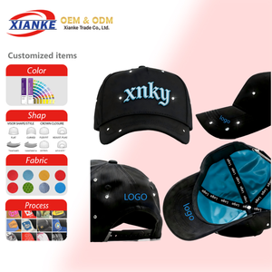 2026 XNKY OEM Gorras G5 Cappello Trucker Snapback da Uomo a 5 Pannelli in Suede con Strass Ricamati di Alta Qualità, Cappellini da Baseball Personalizzabili con Logo - Product Image 1