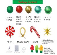 Kit d'arche de ballons de Noël de luxe, guirlande de cannes à sucre mentholées, ampoules étoiles, or, rouge, vert, décorations de fête de fin d'année