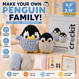Kit de Ganchillo para Principiantes: Crea tu Propia Caja DIY con Animales - Set Completo de 2 Piezas de Pingüinos <span class=keywords><strong>Amigurumi</strong></span> - Product Image 1
