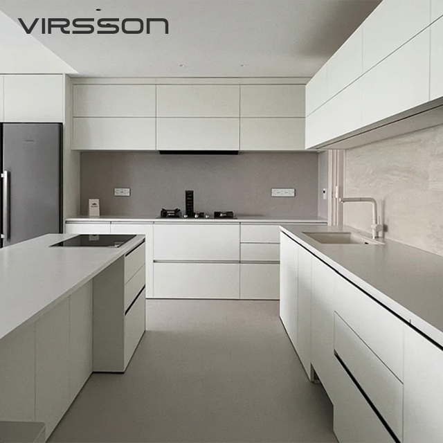 Modern Modular Melamine Kitchen Cabinet with Stainless Steel and Sink Built-in Appliance for Apartment Use