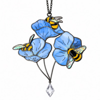 Attrape-soleil en vitrail Art Déco à thème abeille, motif floral bleu, décoration Cottagecore, cadeau unique pour anniversaire YAPPIE HD-0374