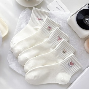 Phụ Nữ Bán Buôn Trắng Hợp Thời Trang Dễ Thương Màu Rắn Giữa Bê Vớ Ấm Thoải Mái Nhiệt Vớ Cotton Thoáng Khí Dệt Kim Vớ - Product Image 2