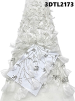 Dentelle florale 3D de luxe de haute qualité du Vietnam, tissu brodé pour robes de mariée d'Oman