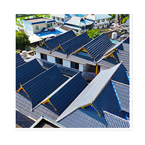 JINHU หินเคลือบแผ่นสังกะสีโลหะหลังคาราคาฟิลิปปินส์กระเบื้องสีหินชิปเคลือบเบนท์กระเบื้องวิลล่า 1340*420 มม. - Product Image 3