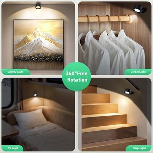 360 °   Lámpara de Pared LED Magnética Recargable Giratoria, Inalámbrica, Táctil y Regulable, para Dormitorio, Sala de Estar, Hotel, Mesita de Noche - Product Image 2