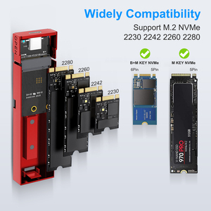 กล่องใส่ M2 NVMe SSD ความเร็ว 10Gbps PCIe  วัสดุอะลูมิเนียม  USB C 3.2 Gen2  แบบพกพา  ไม่ต้องใช้เครื่องมือ  อะแดปเตอร์ภายนอก  พร้อมแผ่นระบายความร้อน  M.2 USB C M2 SSD - Product Image 3