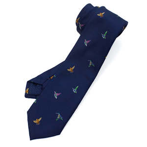 Cravatta in Poliestere Intrecciato con Motivo Libellula e Uccelli, Accessorio da Uomo per Matrimoni e Banchetti, Produttore di Cravatte Personalizzate con Motivi Aviaziari - Product Image 3