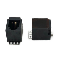 Prise téléphonique modulaire 616SMT à entrée supérieure RJ9 femelle 4P4C, montage en surface vertical, SMT, largeur = 11,1 mm, LCP noir, plaqué or RJ11