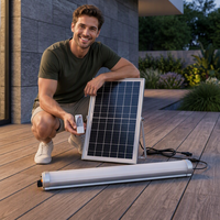 Lampu LED Solar Tri-Proof IP65 Tahan Air, Dapat Diredupkan, Model Tabung dengan Panel Surya Terpisah dan Remote Control 40W 100W untuk Gudang/Pergudangan