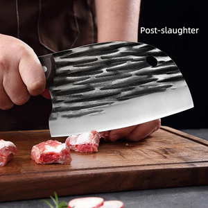 Couteau de boucher forgé à motif martelé, vente en gros d'usine, couteau de cuisine à découper la viande avec manche en bois, coupe avant et hachage arrière - Product Image 5