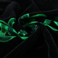Tissu en velours imprimé 100 % polyester coréen Abaya Velboa 5000, personnalisé avec logo, pour vêtements, Shaoxing