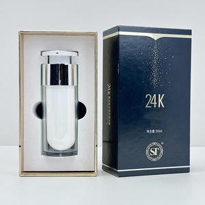 Custom <b>Box</b> Size120ml 60ml 1oz 2oz <b>White</b> Vacuum Emulsion Bottle Plastic Bottle With Black Paper <b>Box</b> Package - Product Image 3