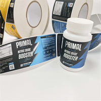 Étiquettes personnalisées imperméables pour bouteilles de compléments vitaminiques, autocollants en vinyle BOPP mat en rouleau pour compléments alimentaires à marque privée