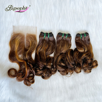 Lots de mèches de cheveux humains avec closure, boucles rebondissantes, blond miel, P4/30, lots bruts et frontaux, fournisseurs