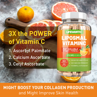 LIFEWORTH Liposomal Vitamines C Acide ascorbique Système immunitaire sain Liposomes Poudre de vitamine C
