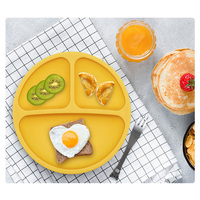 Assiette à dîner pour bébé en silicone de haute qualité, résistante à la chaleur, antidérapante, diamètre 192 mm, design moderne, facile à nettoyer, base à ventouse