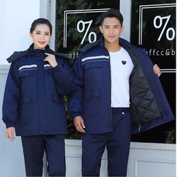 Giacca da lavoro invernale imbottita in cotone traspirante personalizzata uniforme di protezione dal freddo per i lavoratori della costruzione di strade ferroviarie - Product Image 5