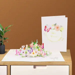 Winpsheng Stock Handmade Thank You Card Butterfly Greeting Card 3D Pop Up Card For Gift