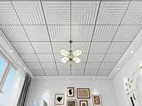Paneles Acústicos Suspendidos para Techo, Láminas de PVC, Diseño de Rejilla, Revestimiento Exterior para Baño y Sala de Estar