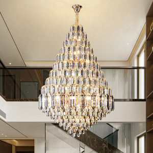 Lustres en cristal longs de luxe d'escalier de pièce de villa légère suspendue moderne pour de hauts plafonds - Product Image 2