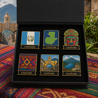 Lot de badges émaillés personnalisés du Guatemala, avec boîte cadeau, motif drapeau bleu ciel, masque maya, souvenirs touristiques, badges culturels mixtes, coffret cadeau