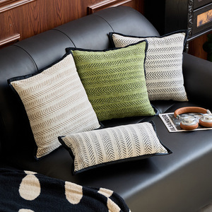 <span class=keywords><strong>Vintage</strong></span> Herribone Geometric Kissen bezug Luxuriöse Samt Flansch dekorative Akzent Kissen strukturierte Chenille Jacquard