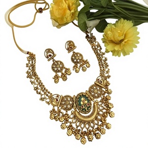 Atractivo Juego de Collar y Aretes de Latón Chapado en Oro con Circonitas, de la Mejor Calidad, Regalo de Boda India, Joyería para Mujer para Fiestas - Product Image 2