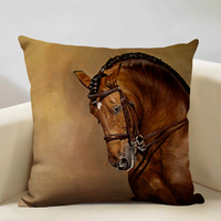 Animaux de la ferme cheval housse de coussin 45x45cm taie d'oreiller en lin luxe maison canapé décoration Double face impression taie d'oreiller
