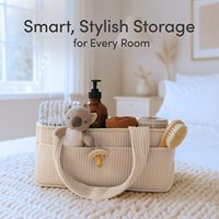 Tas Penyimpanan Popok Kain Plush Lintas Batas dengan Kompartemen, Kapasitas Besar, Pola Solid, Bentuk Persegi Panjang, Organizer Popok Bayi