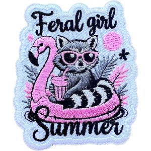 Parche bordado personalizado Feral Girl Summer de 3 pulgadas, termoadhesivo o para coser, aplique de tela para bolsos - Product Image 1