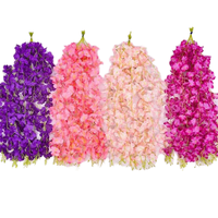 Rangkaian Bunga Wisteria Buatan untuk Dinding, Indoor & Outdoor, Bunga Sutra Padat, untuk Wisuda, Halloween, Hari Valentine, Hari Ayah