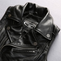 Vente directe d'usine, veste en cuir de vache sans manches pour moto, veste en cuir pour homme, taille plus, veste en cuir de vache véritable