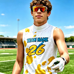 Maillot de football américain sans manches personnalisé avec logo, col montant, pour 7v7, tenue de tournoi, motif éclaboussures de peinture, ensemble extensible 7v7 - Product Image 2