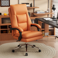 Chaise de bureau ergonomique en cuir haut de gamme, réglable en hauteur, inclinable, chaise de direction, chaise d'ordinateur à domicile avec repose-pieds