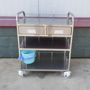 <span class=keywords><strong>Chariot</strong></span> médical multifonctionnel moderne en acier inoxydable argenté pour hôpitaux et cliniques - <span class=keywords><strong>Chariot</strong></span> de soins infirmiers 4 roulettes silencieuses Capacité de charge de 200 lb - Product Image 3