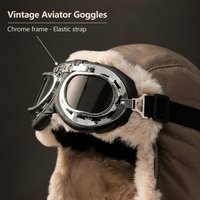 Chapeau de trappeur vintage en similicuir kaki avec lunettes de pilote et cache-oreilles en fausse fourrure, casquette d'aviateur d'hiver