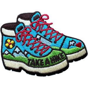 Custom <b>Hiking</b> <b>Boot</b> Embroidery Patch 3 Inches Iron On Sew On Travel Applique Patch Take A Hike Design - Product Image 1
