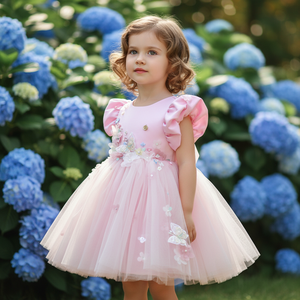 Abito da Damigella per Bambine Alta Moda, Design Fatato a Maniche Corte, Rosa <span class=keywords><strong>Principessa</strong></span>, Nuovo Modello 2026 per Feste di Compleanno - Product Image 5