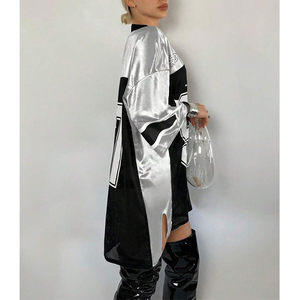 <span class=keywords><strong>Abiti</strong></span> sportivi personalizzati da donna <span class=keywords><strong>estivi</strong></span> di alta qualità con scollo a V cerotti atletici StreetStyle T-Shirt abito <span class=keywords><strong>oversize</strong></span> - Product Image 4