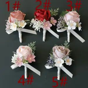 Ingrosso sposa damigella nuziale corpetto rosa chiesa sposo matrimonio corpetto fiori artificiali