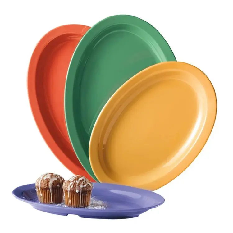 Блюдо из меламина Plato ovalado с логотипом на заказ, 12*9 дюймов, овальные красочные тарелки для ресторана с индивидуальным дизайном