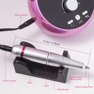 Machine à ongles électrique USB portable 45000 tr/min, légère, 6 têtes de polissage pour ongles en gel et acrylique, manucure et pédicure - Product Image 4