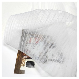 Giá tốt <span class=keywords><strong>Polyester</strong></span> xếp li đàn hồi nhăn màu trắng tinh khiết vải tuyn lưới vải cho quần áo váy cưới - Product Image 5
