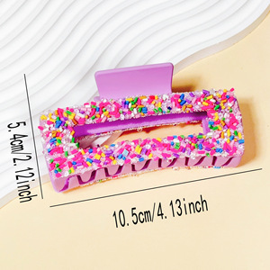 Pinza de Pelo Rectangular Hueca con Decoración de Diamantes de Imitación Coloridos, Pinza para el Cabello Estilo Bohemio, Accesorios de Moda para el Cabello - Product Image 4