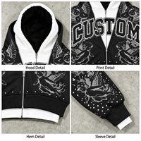 Sweat à capuche personnalisé avec imprimé ange en strass pour homme, style streetwear Y2K, 400 g/m², double couche, pour ligne de vêtements