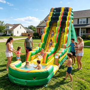 Toboggan aquatique gonflable pour enfants avec piscine à jets d'eau, toboggan aquatique gonflable commercial pour les fêtes d'été dans la cour, <span class=keywords><strong>location</strong></span> - Product Image 6