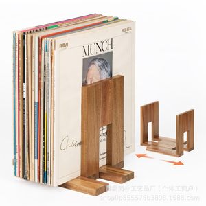 Wooden <b>Record</b> Rack Solid Wood Desktop Vinyl <b>Storage</b> Expandable Media Organizer For Study Room - Product Image 2