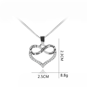 Collana Vintage ZRM per Coppie con Pendente 'Ti Amo per Sempre e per l'Eterno' a Forma di Cuore Infinito con Catena a Serpente in Cristallo per Donne - Product Image 6