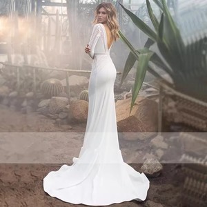 NDB10753 Abito <span class=keywords><strong>da</strong></span> Sposa Leggero Stile Francese, Semplice ed Elegante, Primaverile ed Estivo, a Maniche Lunghe, Nuovo Abito dal Temperamento Raffinato - Product Image 2